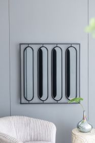 36" x 36" Large Four Oval Wall Mirror with Black Square Frame for Living Room, Bedroom, Entryway, Office