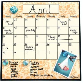 Dry Erase Calendar Wheat Brocade