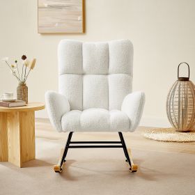Off white teddy fabric rocking chair