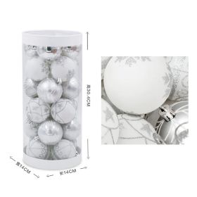 24Pcs White Mixed Christmas Balls Decoration Party Window Home Hanging Ball