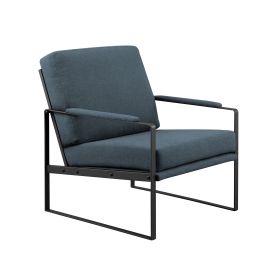 Contemporary Square Metal Frame Accent Chair Indigo Blue / Black
