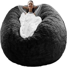 Bag Chair Cover(it was only a Cover; not a Full Bean Bag) Chair Cushion; Big Round Soft Fluffy PV Velvet Sofa Bed Cover; Living Room Furniture; Lazy S (default: default)