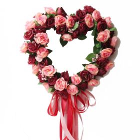 Artificial Wreath Door Threshold Flower DIY Wedding Home Living Room Party Pendant Wall Decor Party Lintel Garland Gift Rose (Color: D)