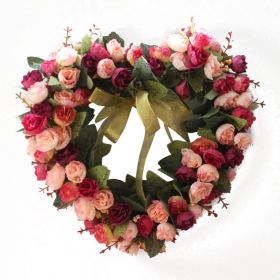 Artificial Wreath Door Threshold Flower DIY Wedding Home Living Room Party Pendant Wall Decor Party Lintel Garland Gift Rose (Color: B)