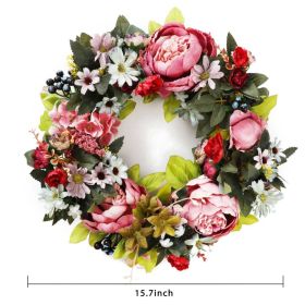 Artificial Wreath Door Threshold Flower DIY Wedding Home Living Room Party Pendant Wall Decor Party Lintel Garland Gift Rose (Color: F)