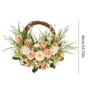 Artificial Wreath Door Threshold Flower DIY Wedding Home Living Room Party Pendant Wall Decor Party Lintel Garland Gift Rose (Color: Q)