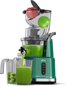 Easy-Use Cold Press Juicer, SiFENE 83mm Wide-Mouth Vertical Slow Masticating Juicer, Whole Fruit & Veg Juice Extractor (Color: green)