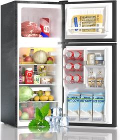 BANGSON Small Refrigerator with Freezer, 4.0 Cu.Ft, Small Fridge with Freezer, 2 Door, Compact Refrigerator with Bottom Freezer (Color: Black(upper freezer))