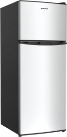 BANGSON Small Refrigerator with Freezer, 4.0 Cu.Ft, Small Fridge with Freezer, 2 Door, Compact Refrigerator with Bottom Freezer (Color: Silver(upper freezer)