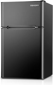 EUHOMY Mini Fridge with Freezer, 3.2 Cu.Ft Mini Refrigerator, Dorm Fridge with 2 Door For Bedroom/Apartment/Office-Food Storage (Color: Black)