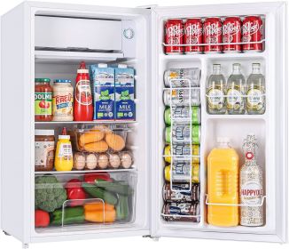 BANGSON Compact Fridge with Freezer, 3.2 CU.FT. Small refrigerator with Freezer, 5 Adjustable Temperatures, 38 dB Low Noise (Color: White)
